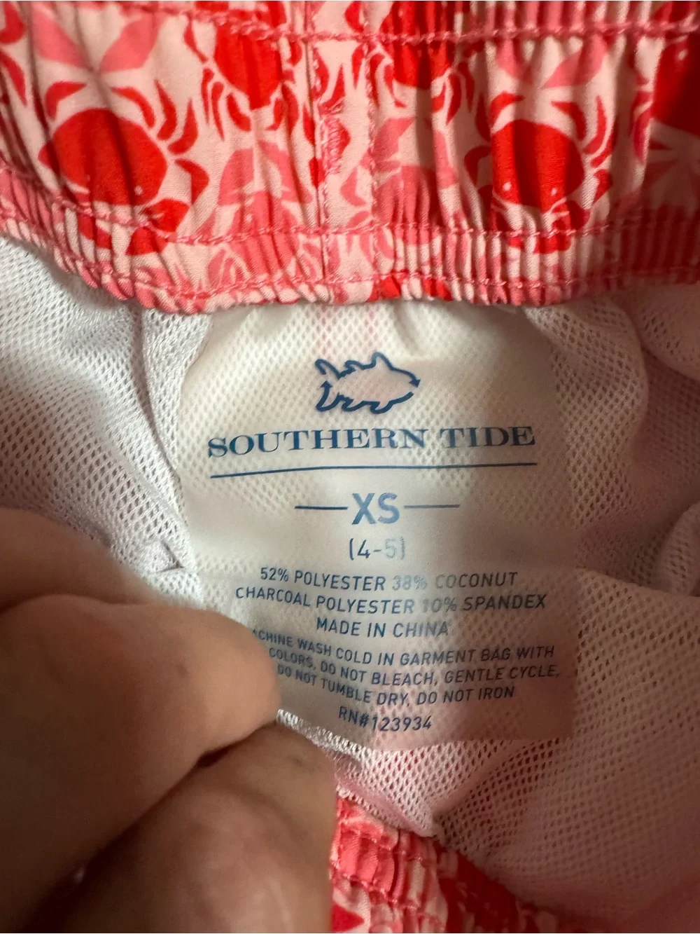 Southern Tide Why So Crabby Crab swim trunks boys XS 4-5